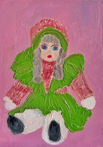 Pittura "Bambola dall'Italia", pittore Marina Gorbachova olio tela alla Jose Art Gallery