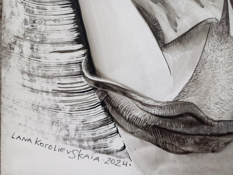 Zusätzliches Bild 1: Figurative Kunst Mythologische Genre Graphik "Melodie der Ozeanseele", illustrator Lana Korolievskaia Tinte Karton 