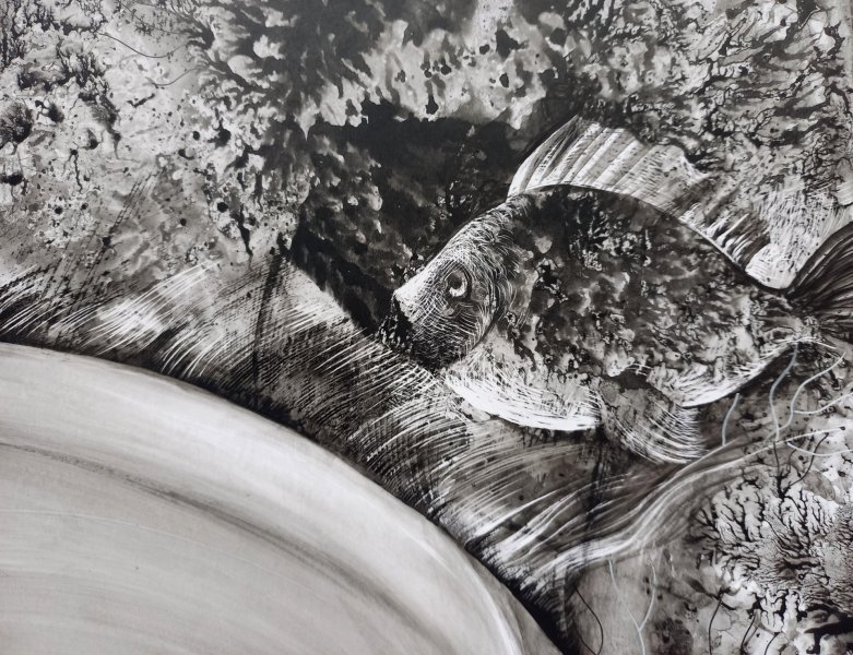 Zusätzliches Bild 4: Figurative Kunst Mythologische Genre Graphik "Melodie der Ozeanseele", illustrator Lana Korolievskaia Tinte Karton 