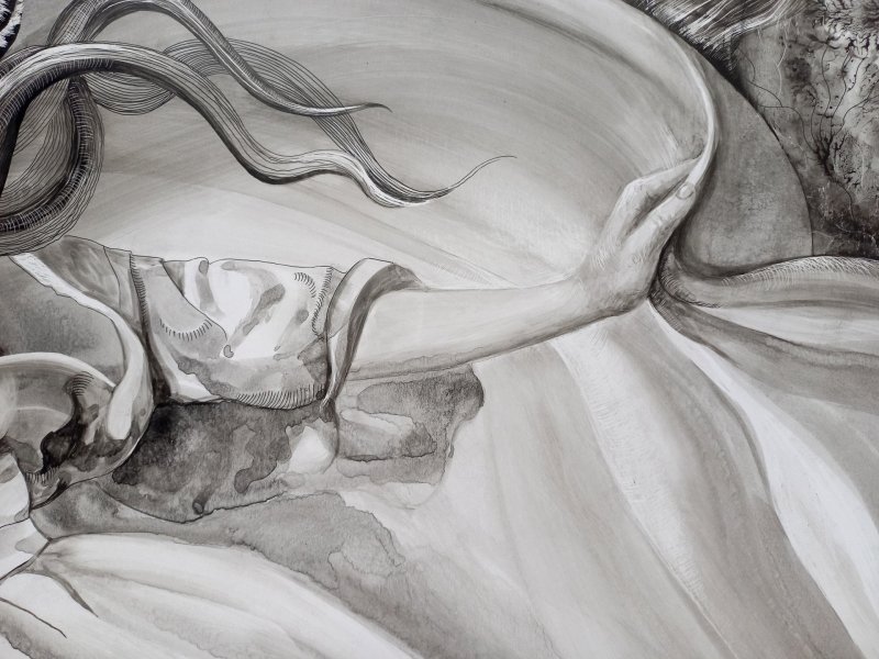 Zusätzliches Bild 5: Figurative Kunst Mythologische Genre Graphik "Melodie der Ozeanseele", illustrator Lana Korolievskaia Tinte Karton 