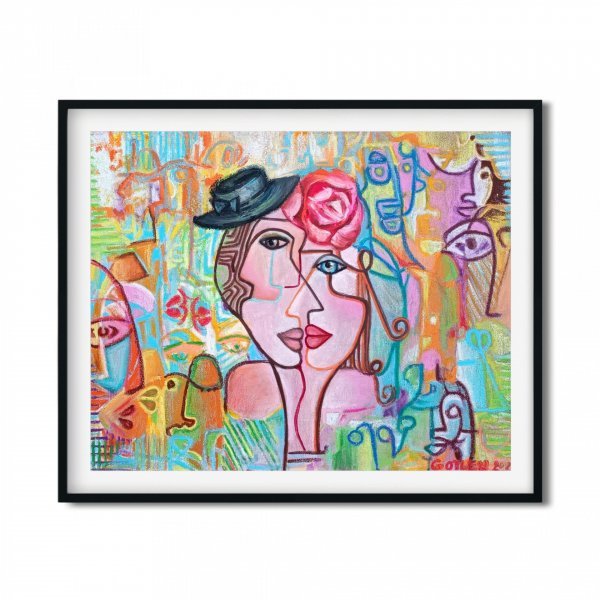 Zusätzliches Bild 1: Schöne Kunst Porträt Malerei "Hochzeit", maler/-in GotLen Pastell Leinwand 