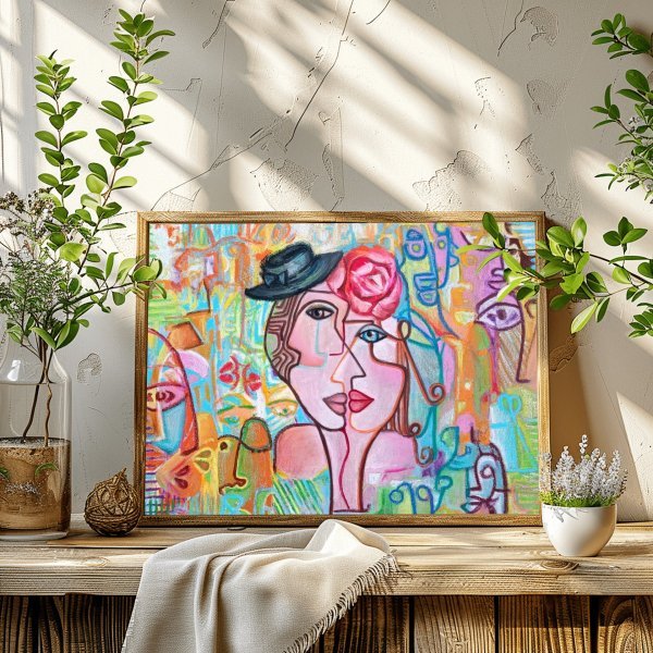 Zusätzliches Bild 2: Schöne Kunst Porträt Malerei "Hochzeit", maler/-in GotLen Pastell Leinwand 