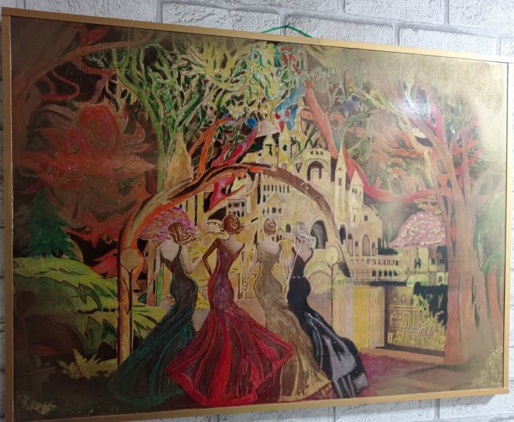Additional view 1: Fine Art Mythological Painting Night of Magic by painter BURNING BEAUTY mixed method wood 