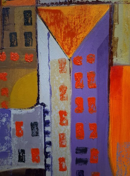 Additional view 2: Abstract Interior Painting Urban sunset by painter Serhii Voichenko oil canvas 