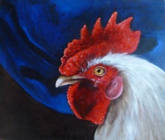 Peinture "Hahn - le prétentieux", peintre Lochter Andreas huile carton à la Jose Art Gallery