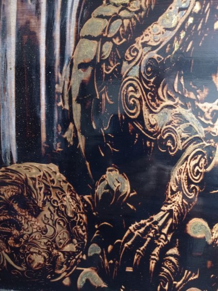 Additional view 2: Realism Mythological Painting Dragon and Wealth Magic by painter BURNING BEAUTY mixed method wood 