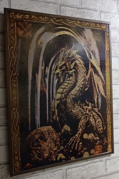 Additional view 5: Realism Mythological Painting Dragon and Wealth Magic by painter BURNING BEAUTY mixed method wood 