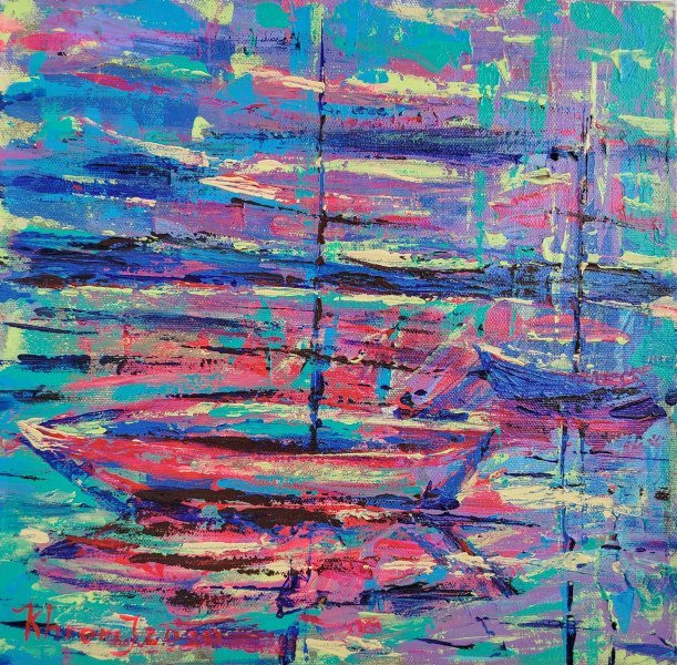 Contemporary Art Marine Art Painting Between heaven and heaven by painter Irina Hromishin acrylic canvas 