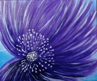 Peinture "Fleur", peintre Mariri huile carton à la Jose Art Gallery