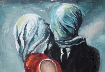 Painting "Lovers" by painter Irina Mohovik acrylic wood at Jose Art Gallery