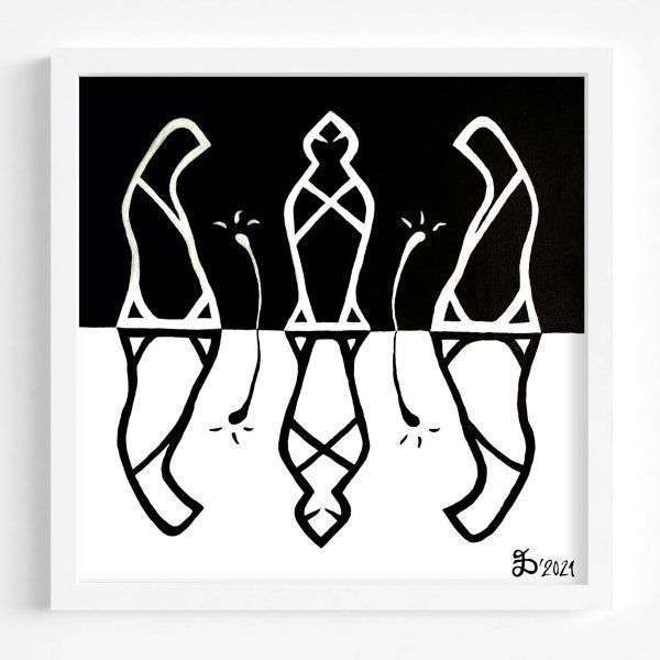 Abstract Miniature Painting Meetings II - Ritual by painter Ewa Dura acrylic canvas 