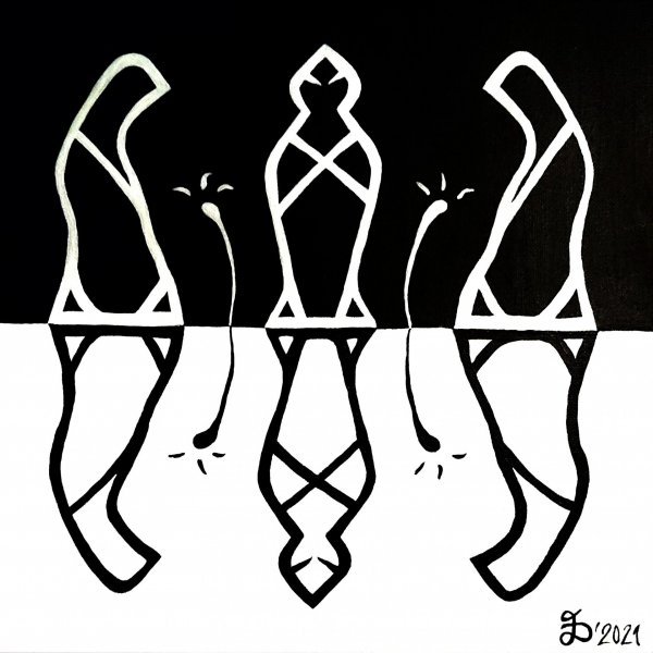 Additional view 1: Abstract Miniature Painting Meetings II - Ritual by painter Ewa Dura acrylic canvas 