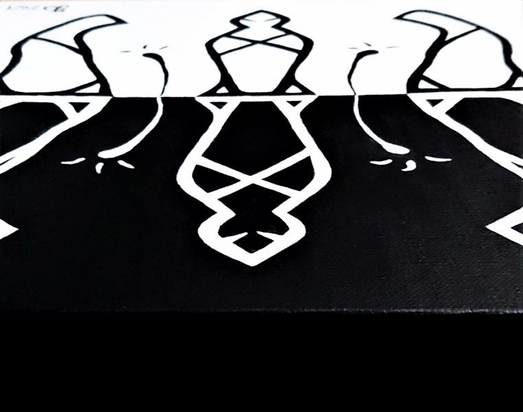 Additional view 2: Abstract Miniature Painting Meetings II - Ritual by painter Ewa Dura acrylic canvas 