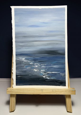 Painting "Light in the Dark: Marine Reflections" by painter Giuliana Gervasio acrylic paper at Jose Art Gallery
