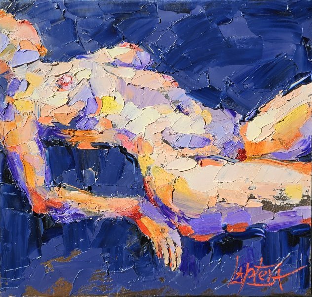 Tableau Nu Féminin - Peinture Sur Toile Signée - Corps, Amour, Couple - Made In France