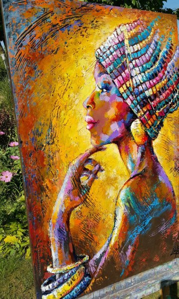 Portrait african woman Painting by Viktoria Lapteva