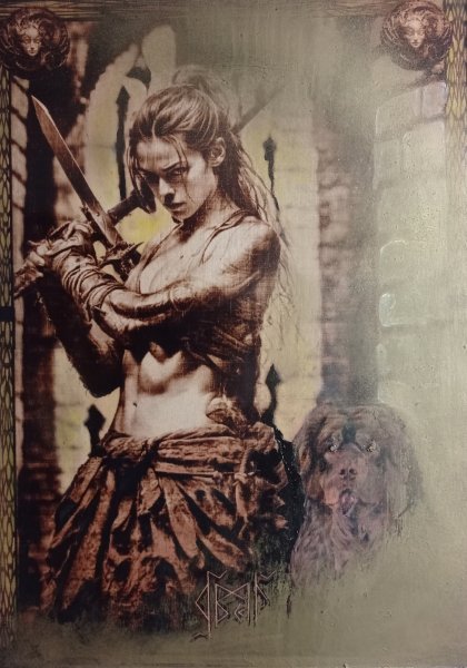 Academic Art Mythological Painting Order of the Valkyries. Mirror by painter BURNING BEAUTY mixed method wood 