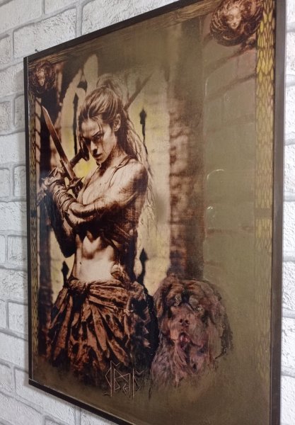 Additional view 2: Academic Art Mythological Painting Order of the Valkyries. Mirror by painter BURNING BEAUTY mixed method wood 