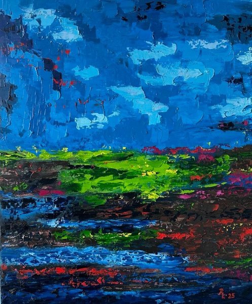 Импрессионизм Пейзаж Живопись "Бархатная Тьма" живописец Людмила Рябкова масло холст 