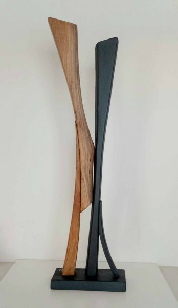 Image supplémentaire 1: Abstraction Symbolique Sculpture "Tour du dolmen 110", sculpteur Anna e Daniele Beltrame A+D Art Bois 