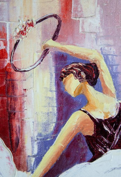 Image supplémentaire 1: Art figuratif Familial Peinture "Sauter danser", peintre Mher Gevorgyan huile toile 