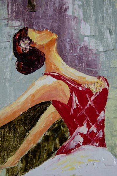 Image supplémentaire 1: Art figuratif Familial Peinture "Ballerine", peintre Mher Gevorgyan huile toile 