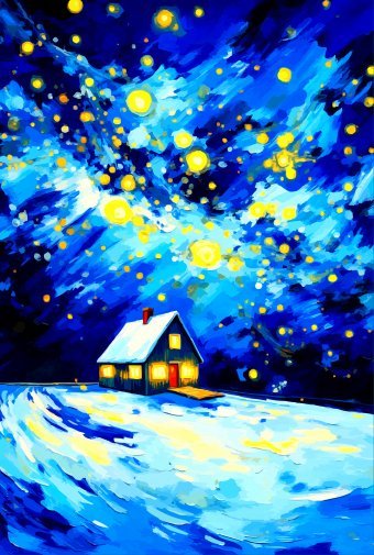 Цифровая картина «Звездная зимняя ночь и снег» - Viktor Levchenko