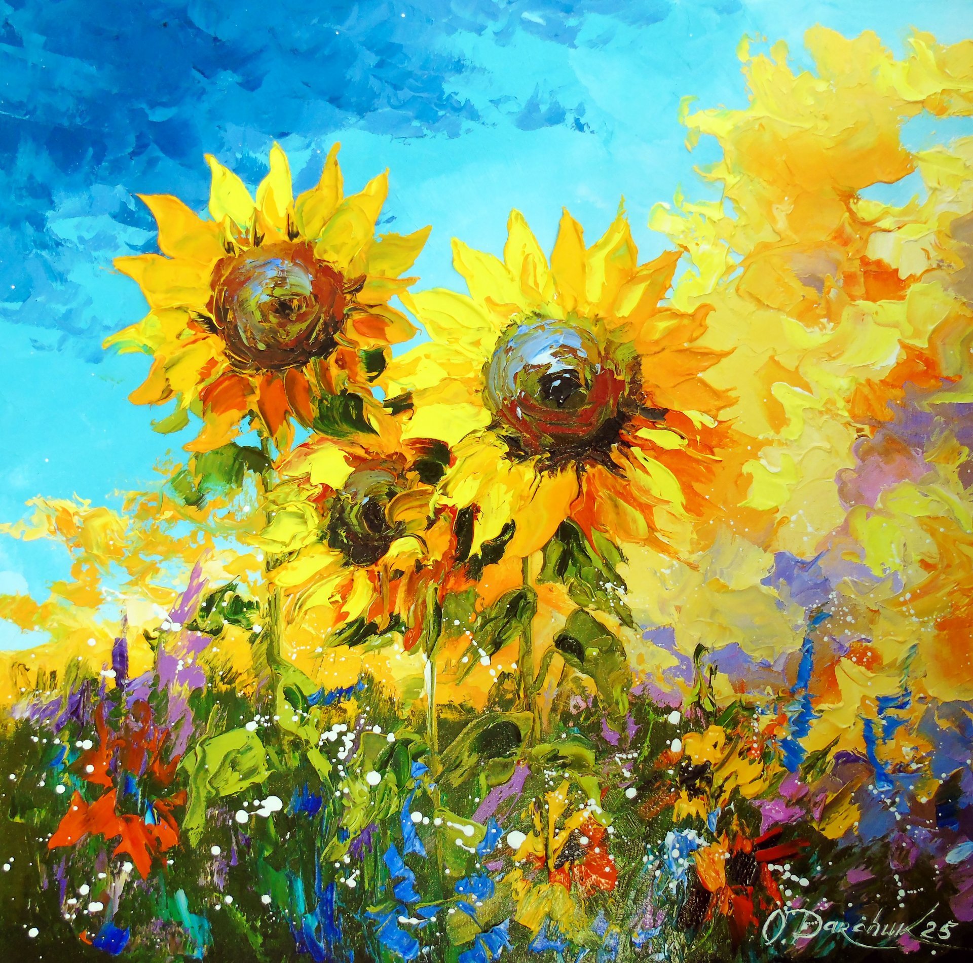 Sunflowers Painting by Olha Darchuk - Jose Art Gallery