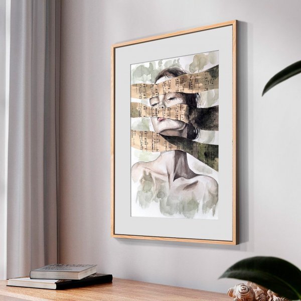 Additional view 3: Figurative Portrait Painting Lost Voice: Watercolor Collage by painter Julia Shilo mixed method paper 