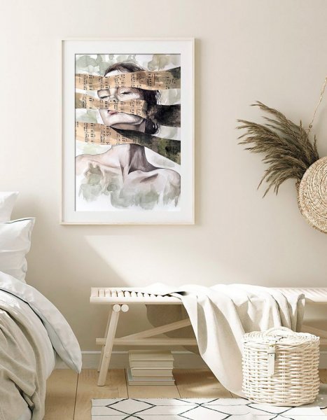 Additional view 5: Figurative Portrait Painting Lost Voice: Watercolor Collage by painter Julia Shilo mixed method paper 