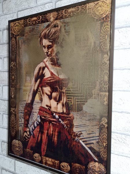 Additional view 2: Academic Art Mythological Painting Valkyries. Guardian of the Labyrinth of Souls by painter BURNING BEAUTY mixed method wood 