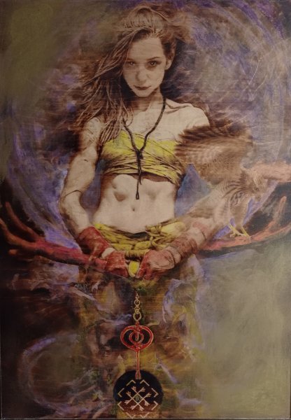 Academic Art Mythological Painting Valkyries. Artifact of Success. by painter BURNING BEAUTY mixed method wood 