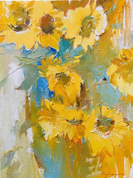 Sunflowers: Warm colors of nature Painting by Oleksandra Karaulna