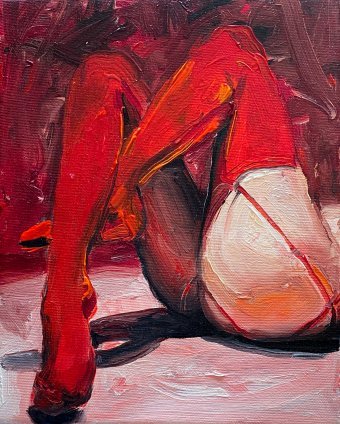 Peinture "La passion en rouge", peintre Oleksandra Karaulna huile toile à la Jose Art Gallery