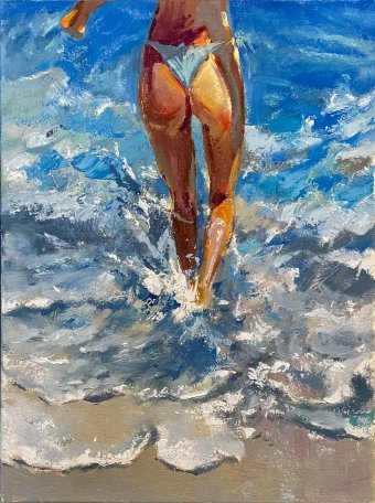 Painting "Summer and Freedom: Ocean of Beauty" by painter Oleksandra Karaulna oil canvas at Jose Art Gallery