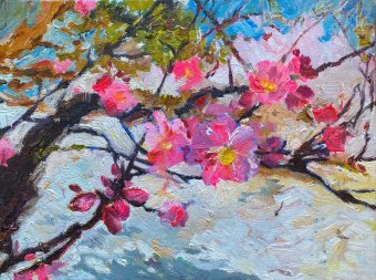 Painting "Prospect of Spring" by painter Oleksandra Karaulna oil canvas at Jose Art Gallery