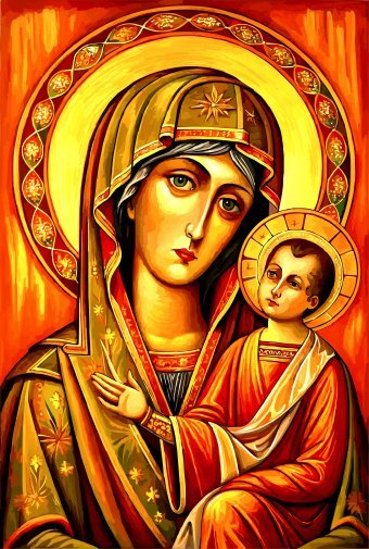 Arte digital "Icono de la Virgen María y Cristo", artista digital Viktor Levchenko en Jose Art Gallery