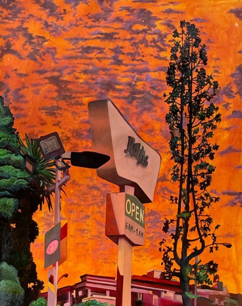 Современное искусство Городской пейзаж Живопись "Neon Dusk" живописец Constantin Roucault акрил холст 