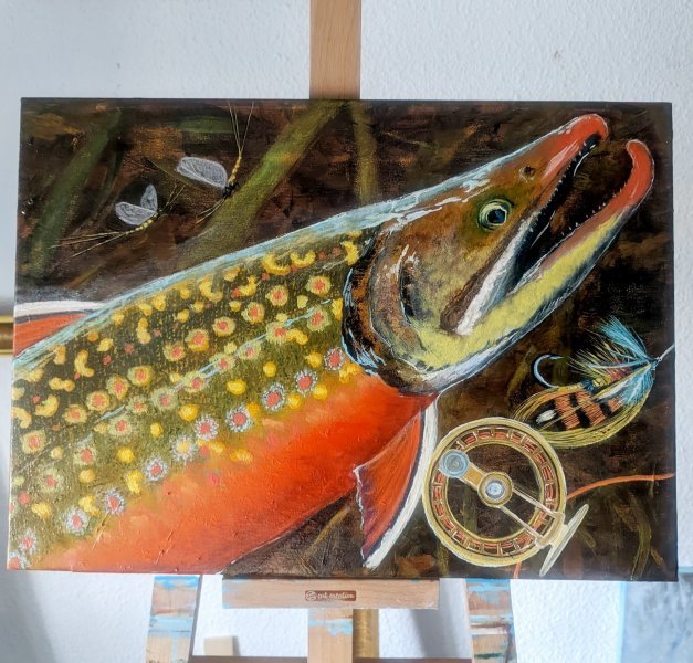 Imagen adicional 9: Expresionismo Animalista Pintura "La trucha ártica", pintor ArKo óleo lienzo 