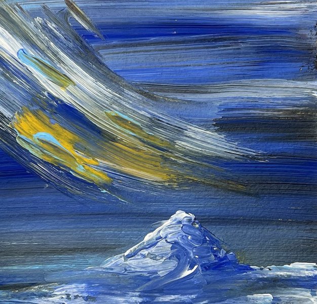 Additional view 2: Abstract Marine Art Painting Cold Storm: Echoes of the Night by painter Giuliana Gervasio acrylic vellum 