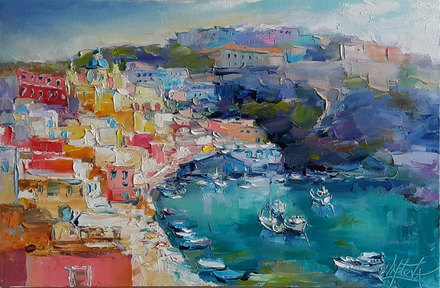 Procida Trip to Italy Drawing - Viktoria Lapteva