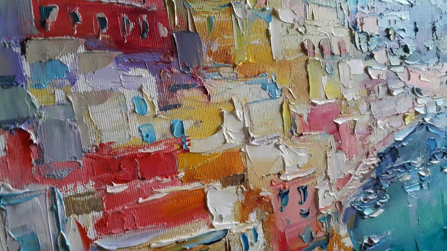 Additional view 2: Impressionism Cityscapes Painting Procida Trip to Italy by painter Viktoria Lapteva oil canvas 