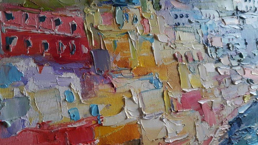 Additional view 7: Impressionism Cityscapes Painting Procida Trip to Italy by painter Viktoria Lapteva oil canvas 