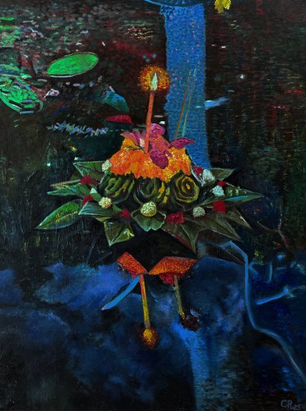 Импрессионизм Цветочный Живопись "Лой Кратонг" живописец Constantin Roucault масло холст 