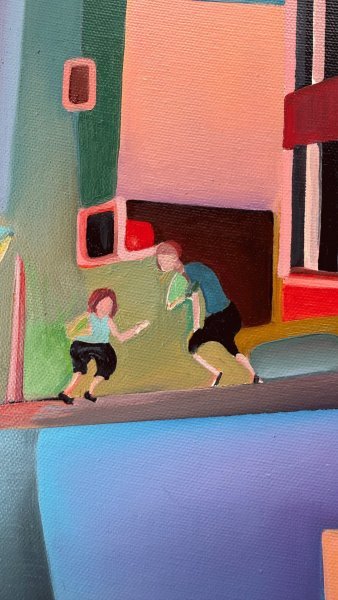 Дополнительное изображение 1: Кубизм Городской пейзаж Живопись "Gravity Shift" живописец Constantin Roucault масло холст 