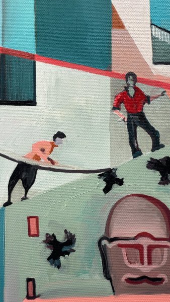 Дополнительное изображение 3: Кубизм Городской пейзаж Живопись "Gravity Shift" живописец Constantin Roucault масло холст 