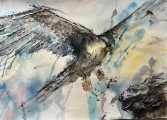 Pintura "Vuelo", pintor Vera Minina acuarela papel en Jose Art Gallery