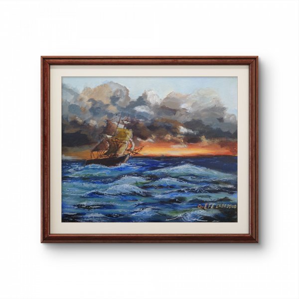 Additional view 3: Contemporary Art Marine Art Painting Ship on Sea waves. by painter Ovwede Efe Art acrylic canvas 
