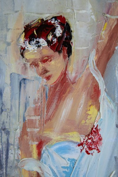 Image supplémentaire 1: Art figuratif Familial Peinture "Trio Moderne", peintre Mher Gevorgyan huile toile 