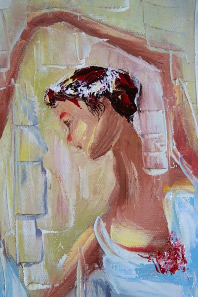 Image supplémentaire 2: Art figuratif Familial Peinture "Trio Moderne", peintre Mher Gevorgyan huile toile 